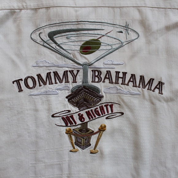 100% Silk - Tommy Bahama Camp Shirt - Cream - Picture 8 of 11